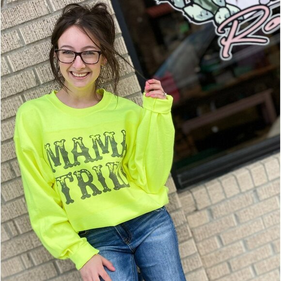 NWT Mama Tried Neon Yellow Sweatshirt Western Graphic - Picture 1 of 1
